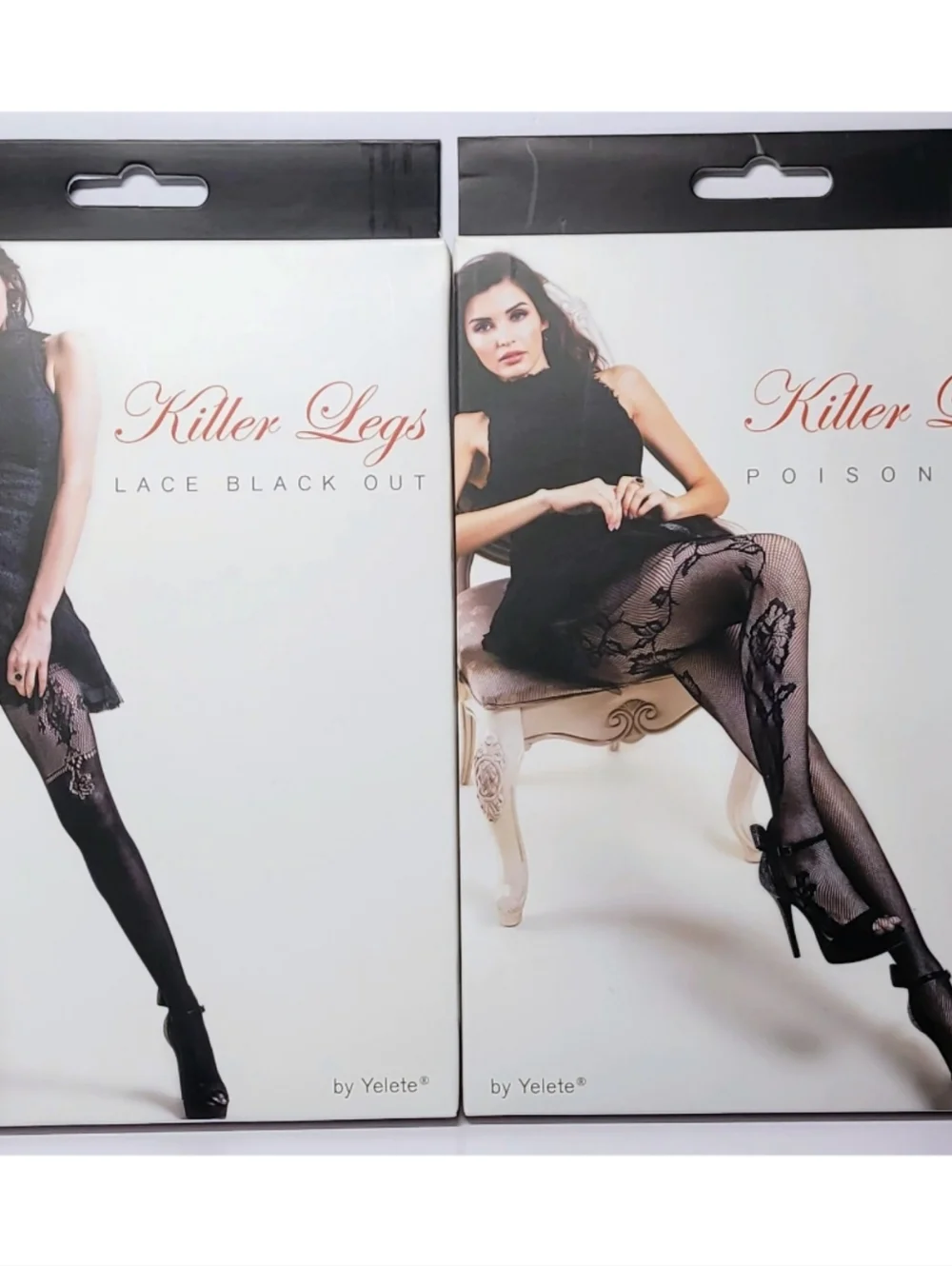 Yelete Killer Legs Fishnet Pantyhose Stocking Lace Black Out & Poison IVY New